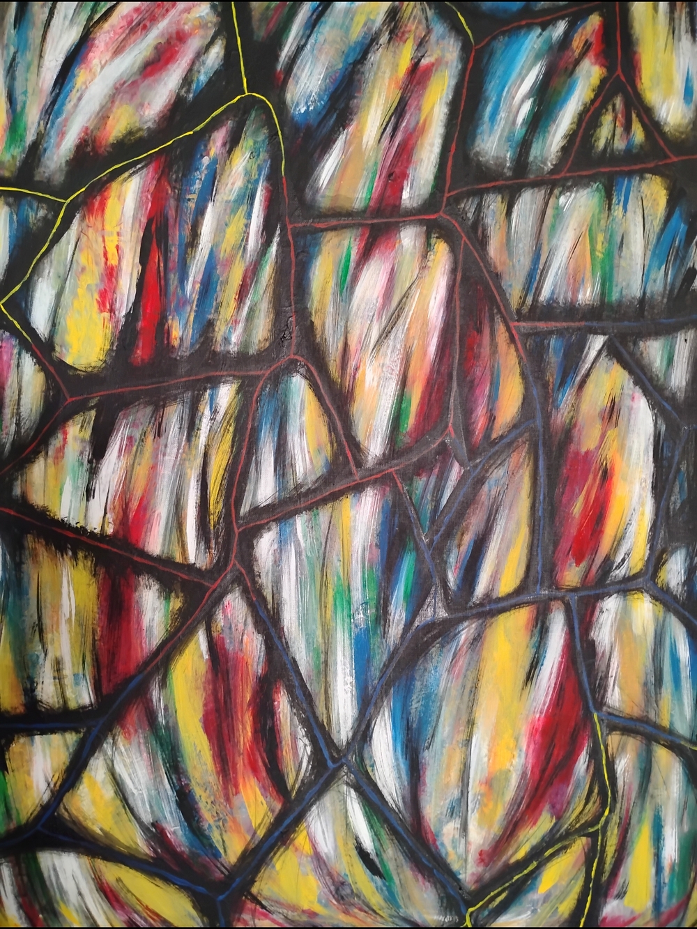 Abstract Multicolor Stained Glass Style Wall Art by
